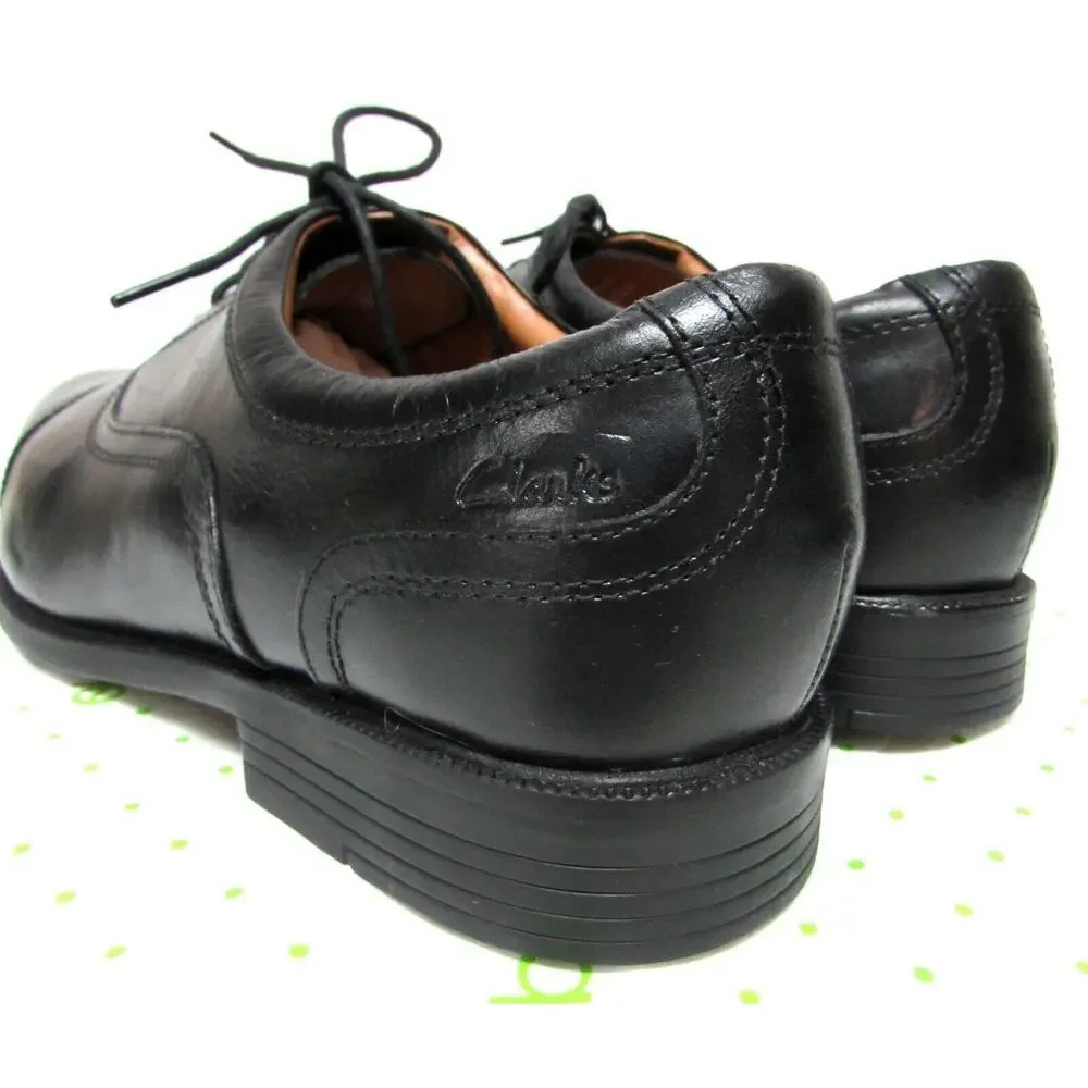 Clarks Collection men's size 11.5 M black leather oxfords dress shoes lace up